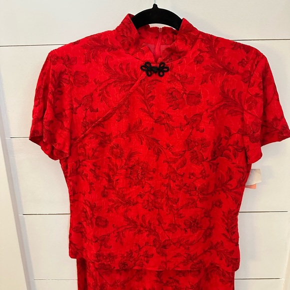 NWT Y2K VINTAGE DRESSBARN 4 Red oriental Inspired woman midi rayon dress - Picture 2 of 13
